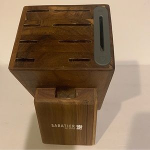 Knife Block Sabatier Nine Slots Hardwood Counter Top knife Storage & Sharpener